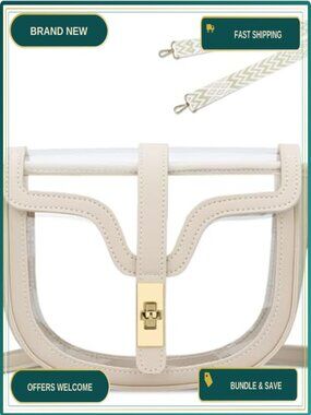 Clear PVC Crossbody Bag Stadium Approved Vegan Leather Wide Strap